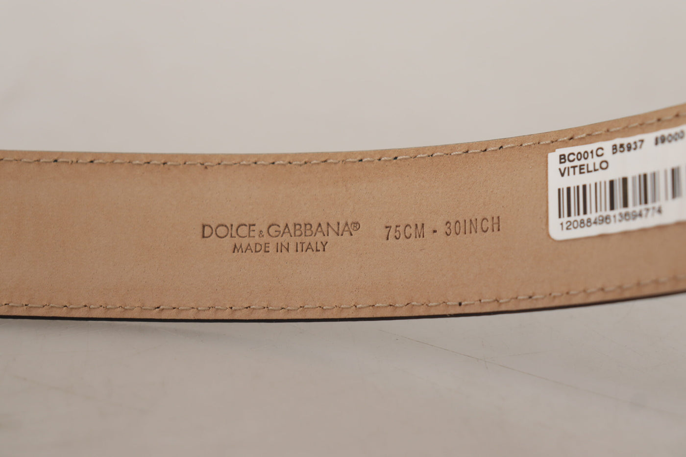 Dolce & Gabbana Black Calf Leather Brown Backend Metal Buckle Belt