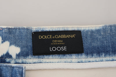 Dolce & Gabbana Blue Ceasar Denim Cotton Loose Fit Jeans