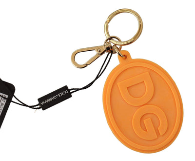 Dolce & Gabbana Orange Rubber DG Logo Gold Brass Metal Keychain #men, Dolce & Gabbana, feed-agegroup-adult, feed-color-Orange, feed-gender-male, Keychains - Men - Accessories, Orange at SEYMAYKA