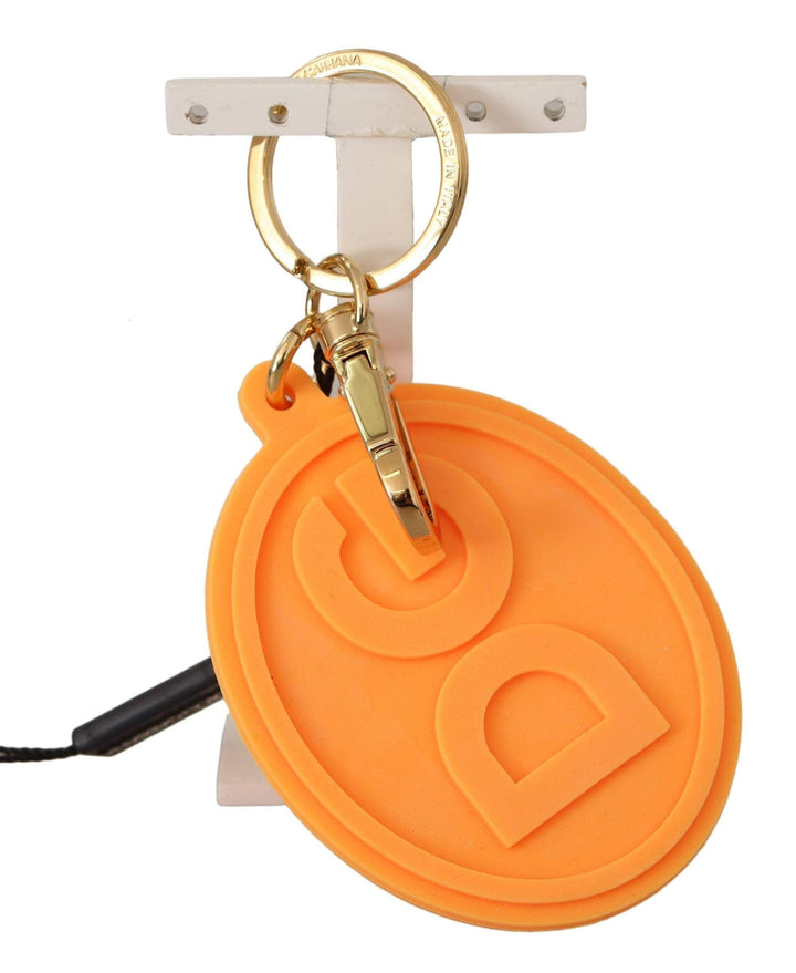 Dolce & Gabbana Orange Rubber DG Logo Gold Brass Metal Keychain #men, Dolce & Gabbana, feed-agegroup-adult, feed-color-Orange, feed-gender-male, Keychains - Men - Accessories, Orange at SEYMAYKA