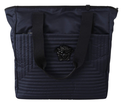 Versace logo-plaque zipped Tote Bag #men, Blue, feed-agegroup-adult, feed-color-blue, feed-gender-male, feed-size-OS, Gender_Men, Handbags - New Arrivals, Tote Bags - Men - Bags, Versace at SEYMAYKA