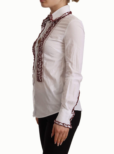 Dolce & Gabbana White Cotton Lace Long Sleeves Ruffle Collar Top Shirt Dolce & Gabbana, feed-1, IT36 | XS, Shirts - Women - Clothing, White at SEYMAYKA