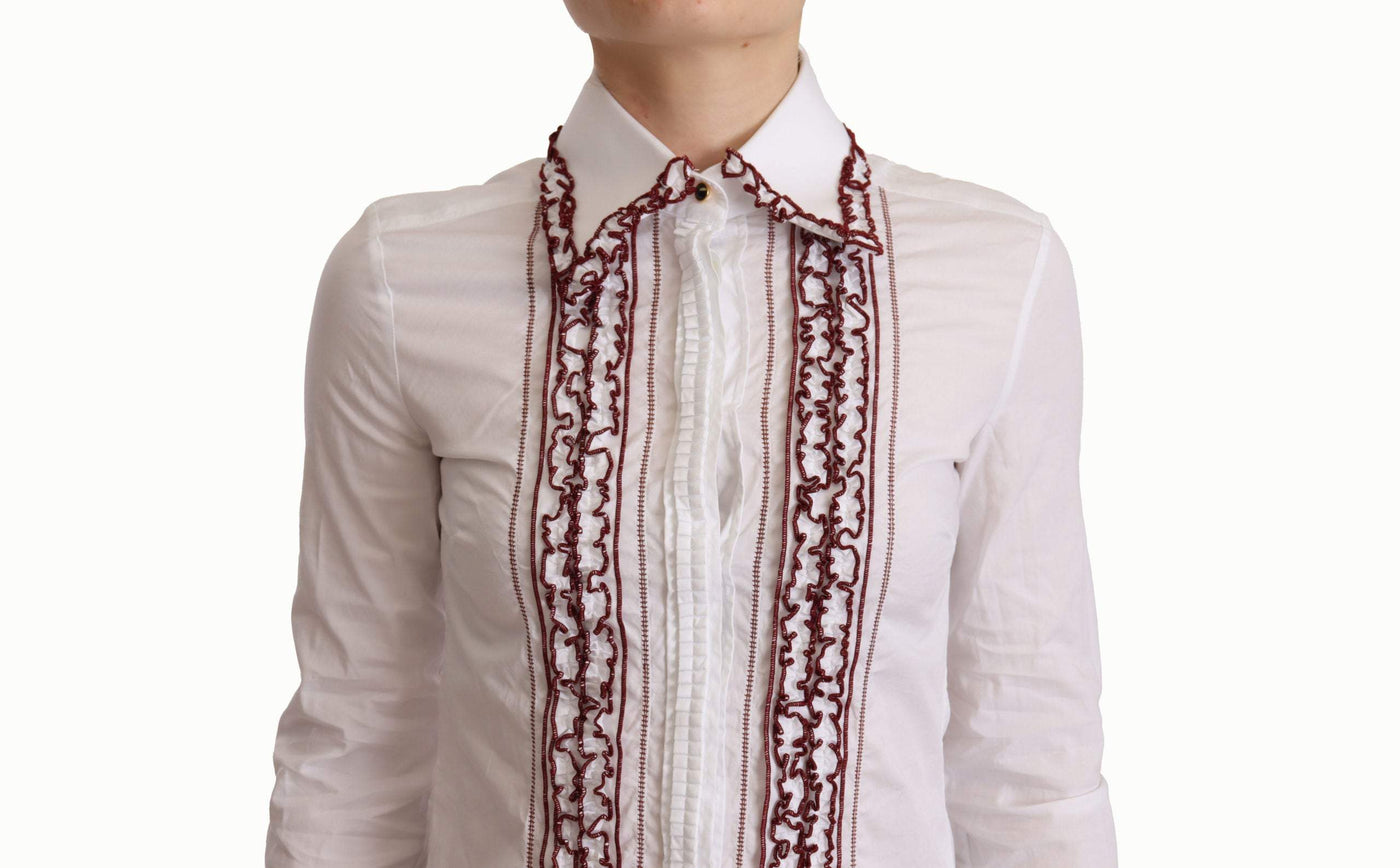 Dolce & Gabbana White Cotton Lace Long Sleeves Ruffle Collar Top Shirt Dolce & Gabbana, feed-1, IT36 | XS, Shirts - Women - Clothing, White at SEYMAYKA
