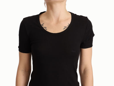 Dolce & Gabbana Black Cotton Round Neck Short Sleeves T-shirt Top