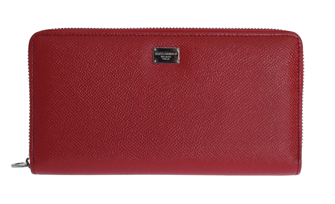 Dolce & Gabbana Red Dauphine Leather Zip Around Continental Wallet Dolce & Gabbana, feed-1, Red, Wallets - Women - Bags at SEYMAYKA