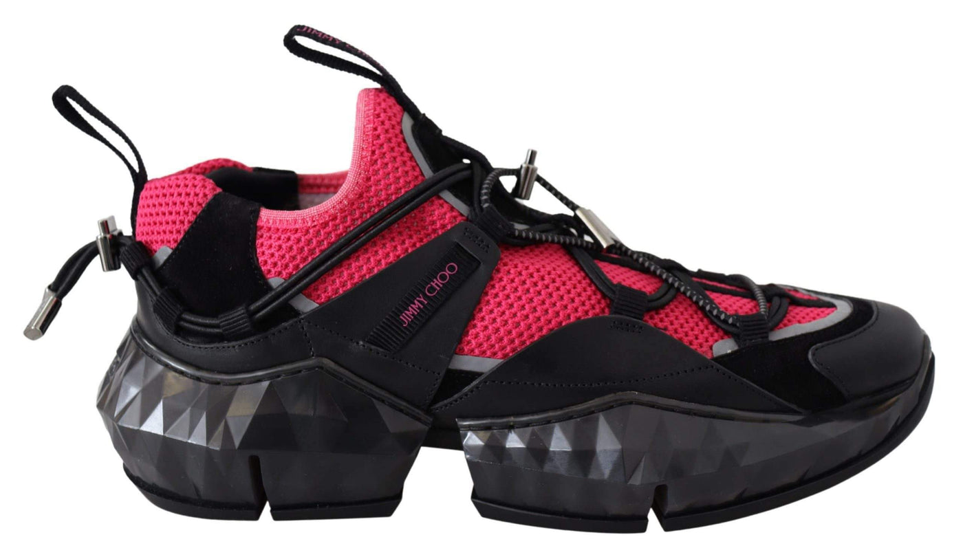 Jimmy Choo Diamond Black Pink Leather Sneaker #women, Black | Silver, EU39.5/US9.5, EU39/US9, EU40/US10, feed-agegroup-adult, feed-color-black, feed-color-silver, feed-gender-female, feed-size-US10, feed-size-US9, Gender_Women, Jimmy Choo, Shoes - New Arrivals, Sneakers - Women - Shoes at SEYMAYKA