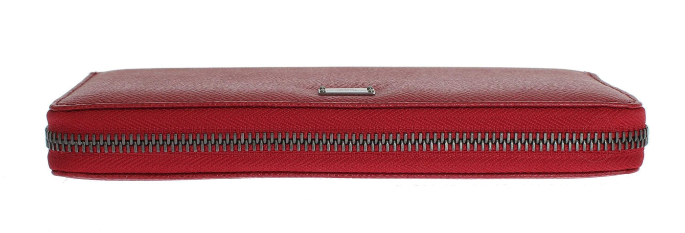 Dolce & Gabbana Red Dauphine Leather Zip Around Continental Wallet Dolce & Gabbana, feed-1, Red, Wallets - Women - Bags at SEYMAYKA