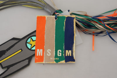 MSGM Multicolor Rocket Ship Silver Tone Metal Keychain