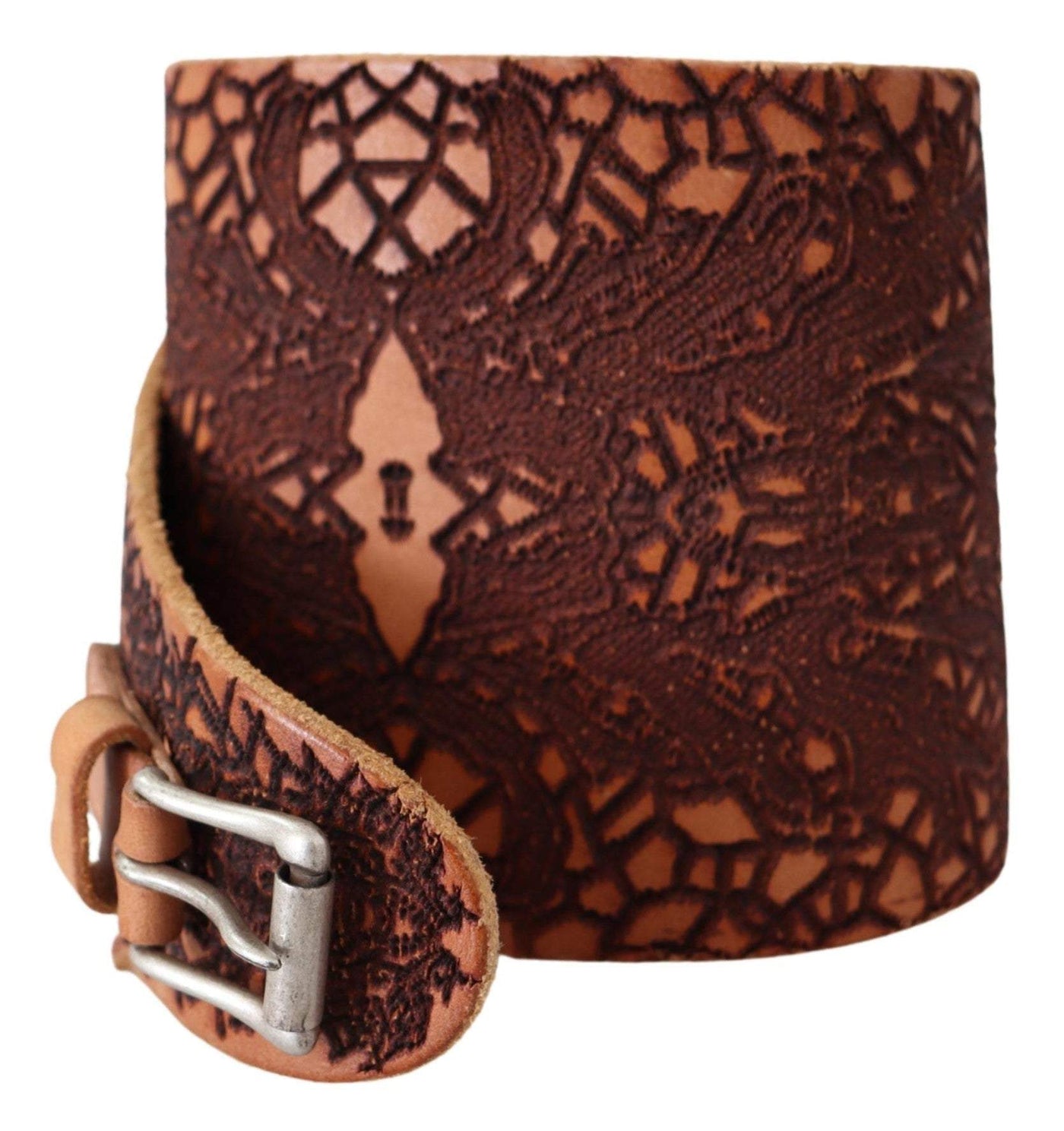 Scervino Street Brown Wide Leather Embroidered Design Logo Belt #women, 85 cm / 34 Inches, Accessories - New Arrivals, Belts - Women - Accessories, Brown, feed-agegroup-adult, feed-color-brown, feed-gender-female, Scervino Street at SEYMAYKA