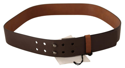 Costume National Brown Leather Silver Buckle Waist Belt 85 cm / 34 Inches, Belts - Women - Accessories, Brown, Costume National, feed-1 at SEYMAYKA