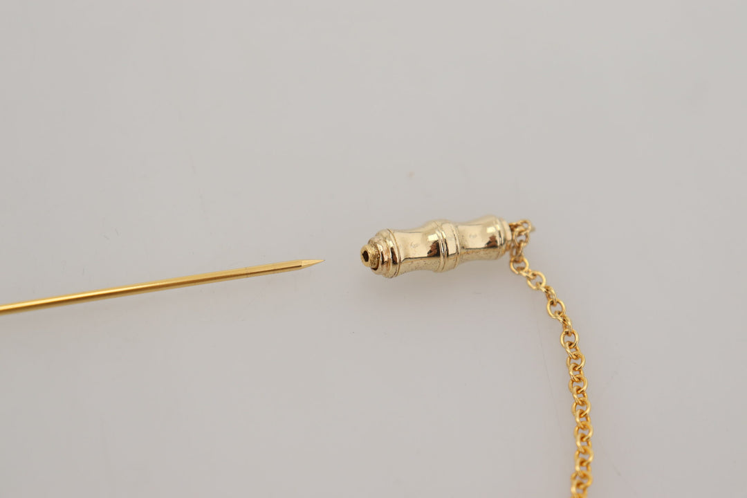 Gold Tone 925 Sterling Silver Crystal Chain Pin Brooch