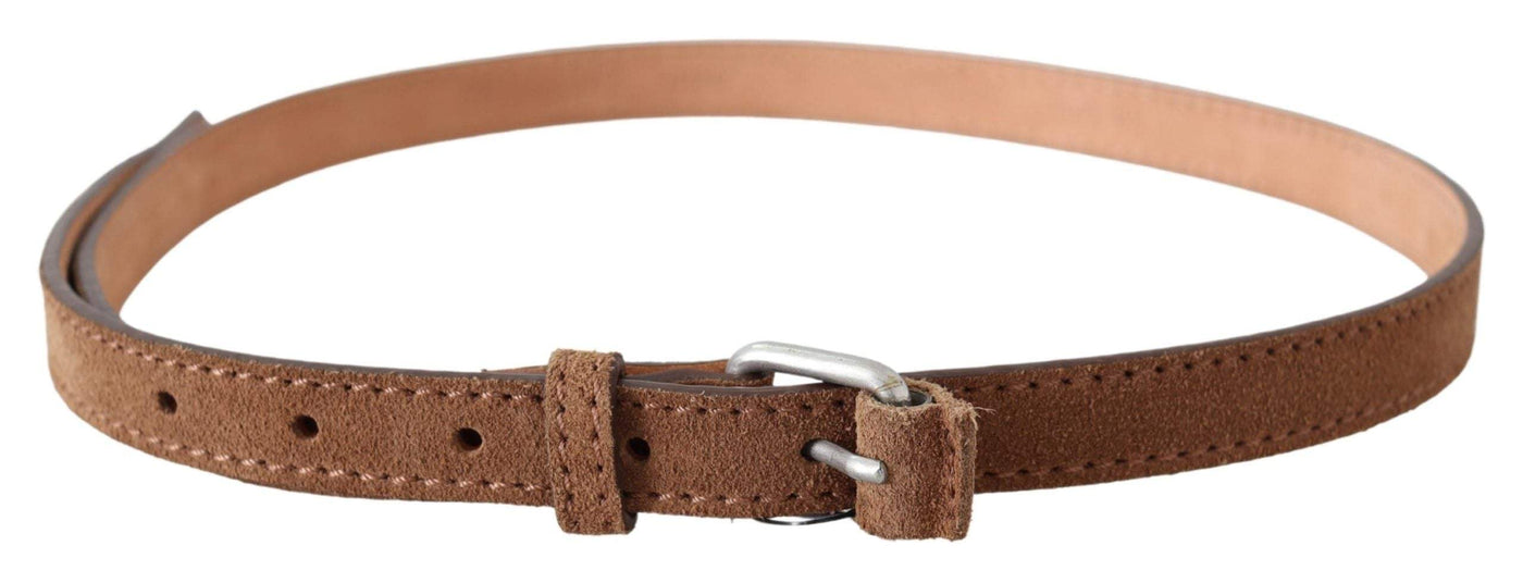 Ermanno Scervino Brown Leather Slim Silver Buckle Waist Belt #women, 85 cm / 34 Inches, Accessories - New Arrivals, Belts - Women - Accessories, Brown, Ermanno Scervino, feed-agegroup-adult, feed-color-brown, feed-gender-female at SEYMAYKA