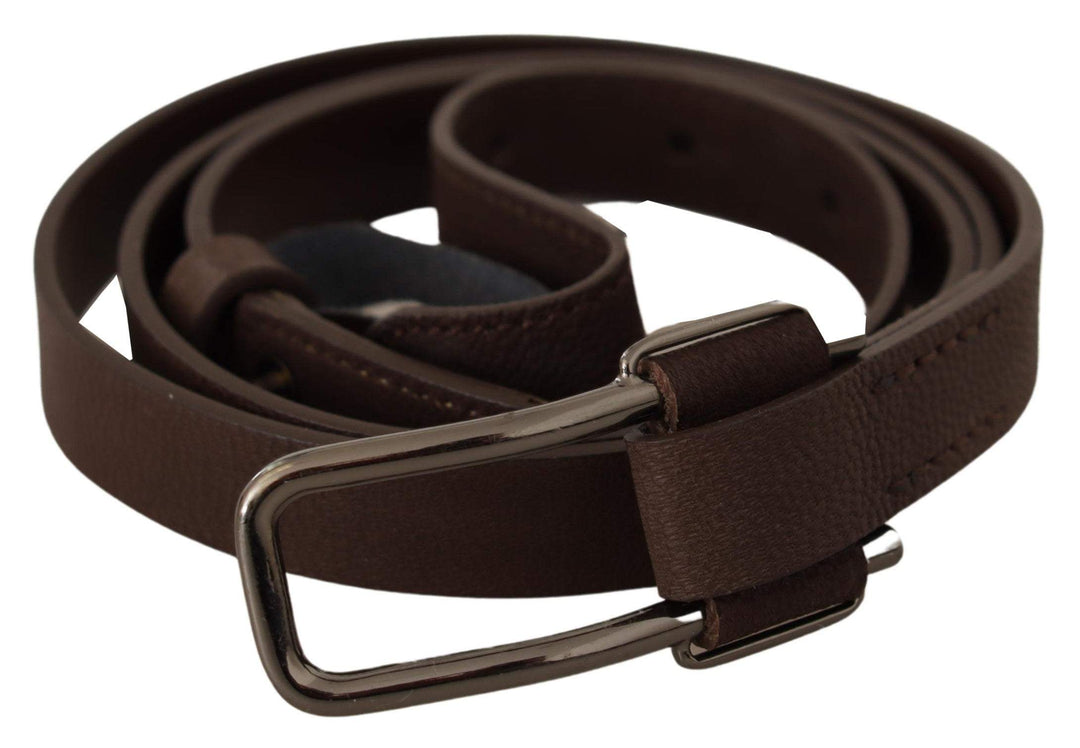 Costume National Brown WX Silver Metal Buckle Belt 100 cm / 40 Inches, Belts - Women - Accessories, Brown, Costume National, feed-agegroup-adult, feed-color-Brown, feed-gender-female at SEYMAYKA