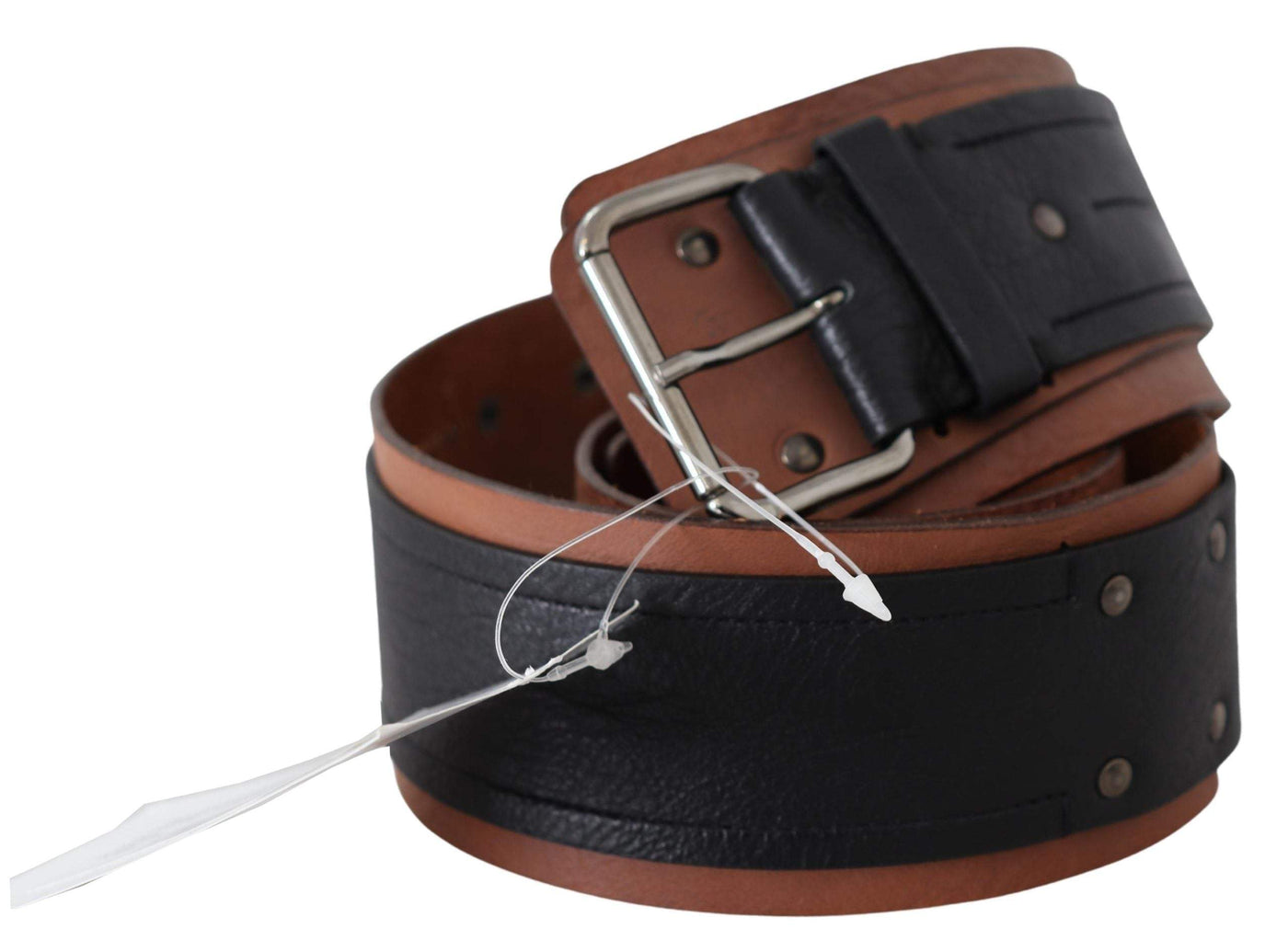 Costume National Black Brown Leather Wide Silver Buckle Belt #women, 85 cm / 34 Inches, Accessories - New Arrivals, Belts - Women - Accessories, Brown, Costume National, feed-agegroup-adult, feed-color-brown, feed-gender-female at SEYMAYKA