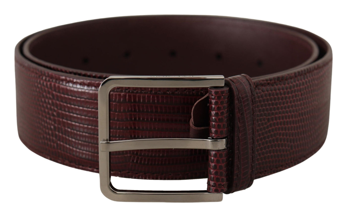 Dolce & Gabbana Maroon Calf Leather Wide Logo Engraved Buckle Belt