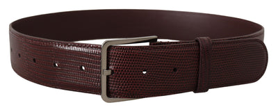 Dolce & Gabbana Maroon Calf Leather Wide Logo Engraved Buckle Belt