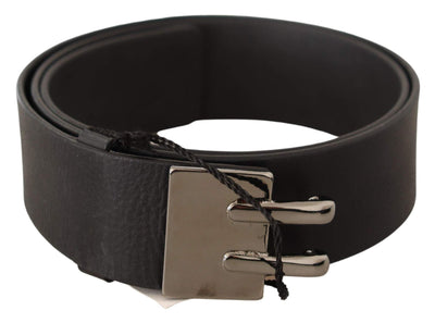 Costume National Black Leather Silver Buckle Waist Belt 85 cm / 34 Inches, Belts - Women - Accessories, Black, Costume National, feed-agegroup-adult, feed-color-Black, feed-gender-female at SEYMAYKA