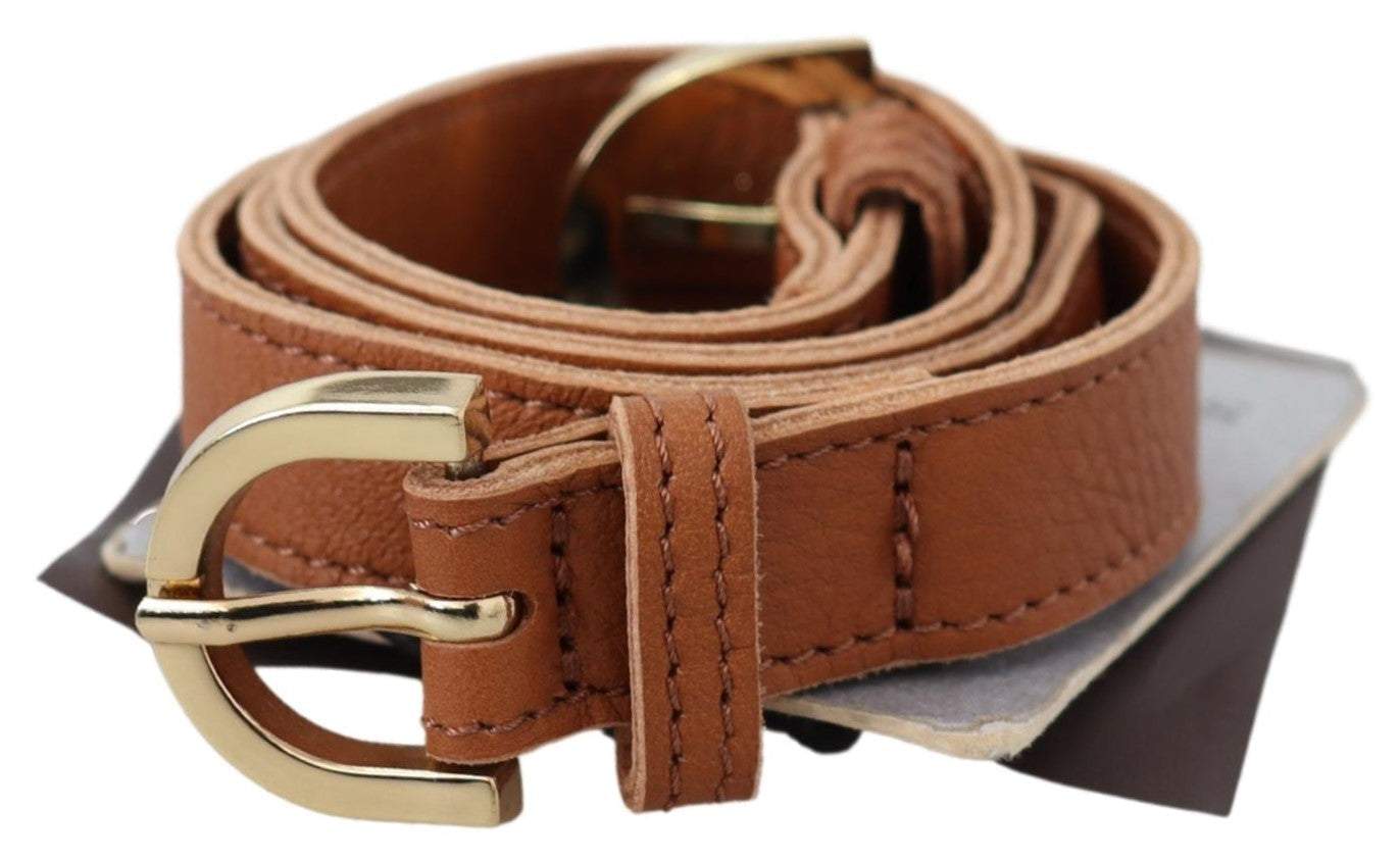 Scervino Street Light Brown Leather Gold Double Buckle Waist Belt #women, 65 cm / 26 Inches, Accessories - New Arrivals, Belts - Women - Accessories, Brown, feed-agegroup-adult, feed-color-brown, feed-gender-female, Scervino Street at SEYMAYKA