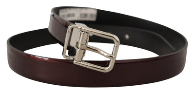Dolce & Gabbana Brown Patent Leather Silver Metal Buckle Belt