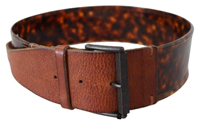 Ermanno Scervino Dark Brown Leather Wide Buckle Belt 75 cm / 30 Inches, Accessories - New Arrivals, Belts - Women - Accessories, Brown, Ermanno Scervino, feed-agegroup-adult, feed-color-Brown, feed-gender-female at SEYMAYKA