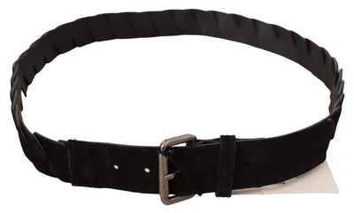 GF Ferre Black WX Silver Tone Buckle Waist Belt #men, 100 cm / 40 Inches, Belts - Men - Accessories, Black, feed-agegroup-adult, feed-color-Black, feed-gender-male, GF Ferre at SEYMAYKA