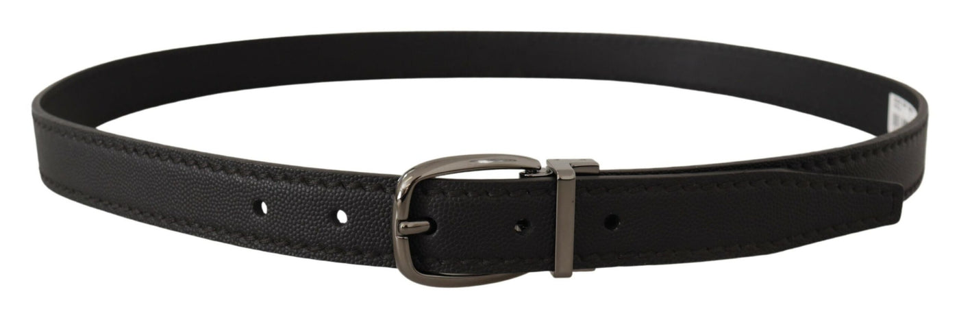 Dolce & Gabbana Black Leather Metal Logo Buckle Belt