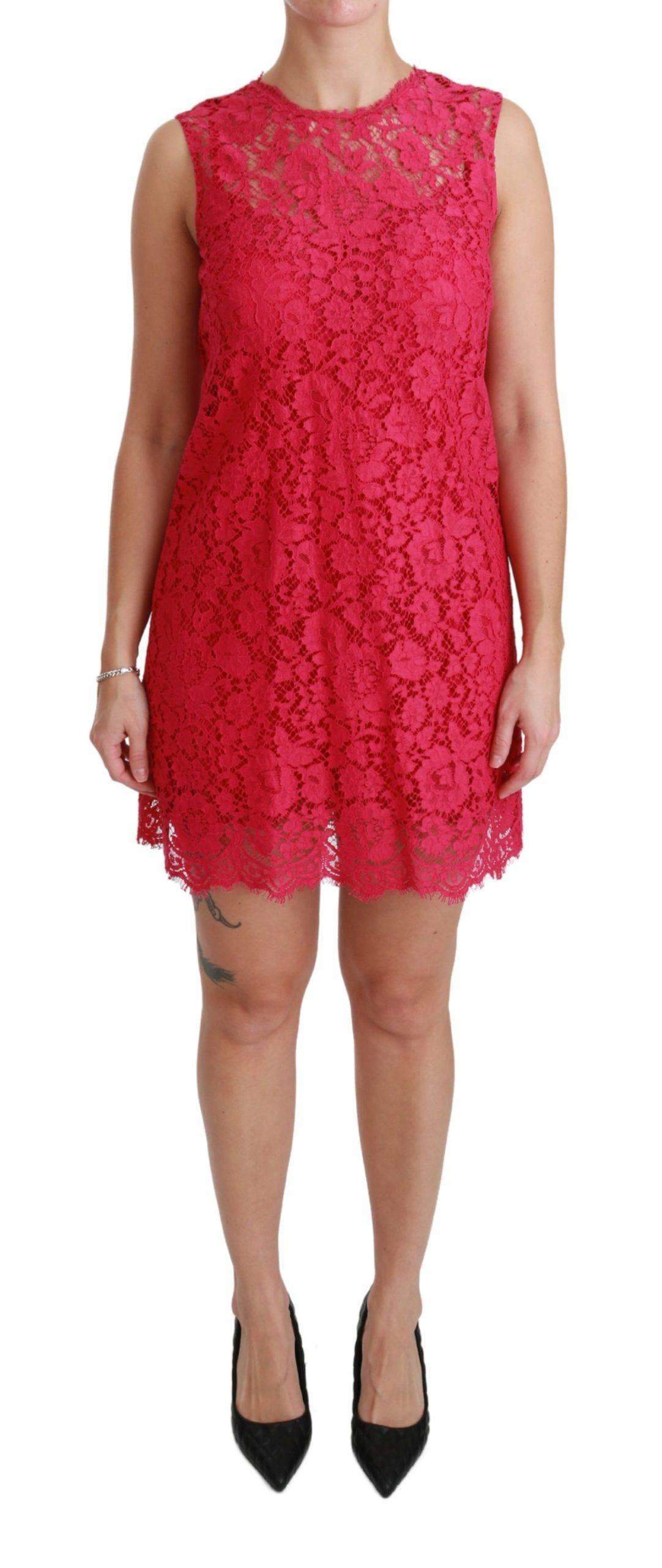 Dolce & Gabbana  Pink Floral Lace Shift Gown Mini Dress #women, Brand_Dolce & Gabbana, Catch, Clothing_Dress, Dolce & Gabbana, Dresses - Women - Clothing, feed-agegroup-adult, feed-color-pink, feed-gender-female, feed-size-IT36 | XS, feed-size-IT38|XS, feed-size-IT40|S, feed-size-IT42|M, feed-size-IT44|L, feed-size-IT46|XL, Gender_Women, IT36 | XS, IT38|XS, IT40|S, IT42|M, IT44|L, IT46|XL, Kogan, Pink, Women - New Arrivals at SEYMAYKA