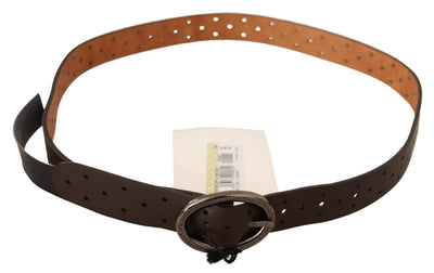 Costume National Belt Brown WX Silver Buckle Holes Belt 85 cm / 34 Inches, Belts - Women - Accessories, Brown, Costume National, feed-agegroup-adult, feed-color-Brown, feed-gender-female at SEYMAYKA