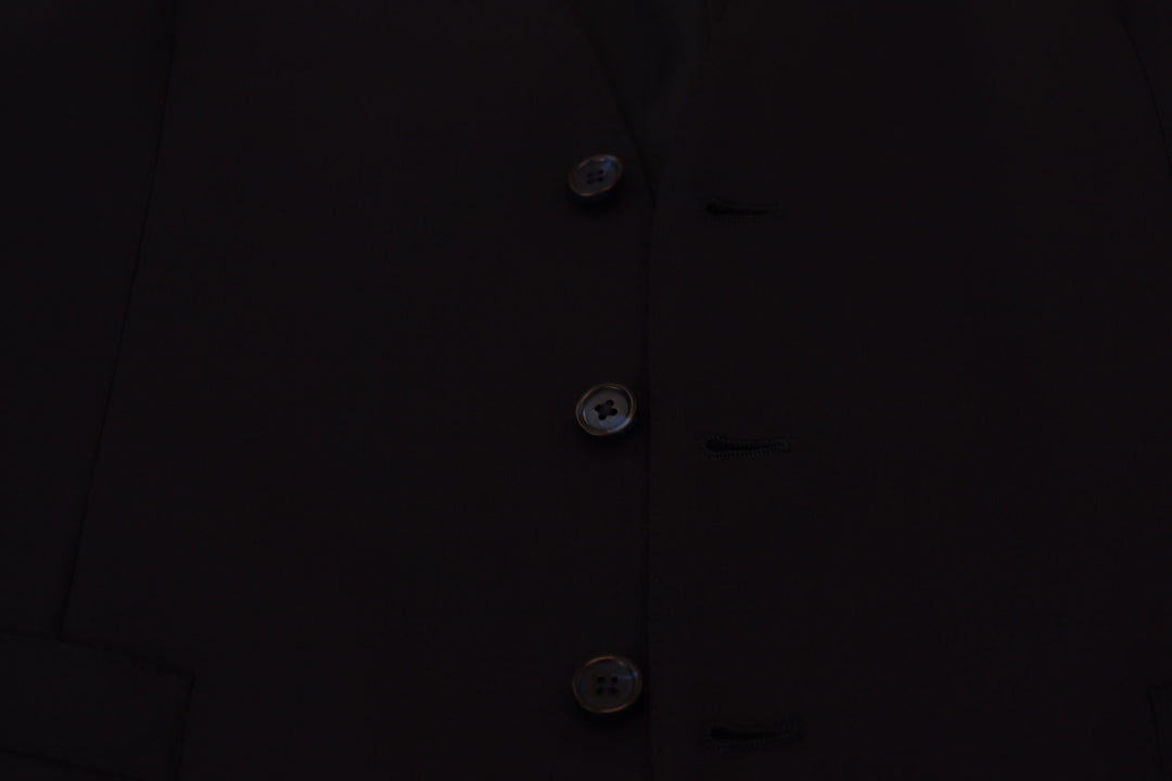 Dolce & Gabbana Dark Blue Wool Stretch Waistcoat Formal Vest