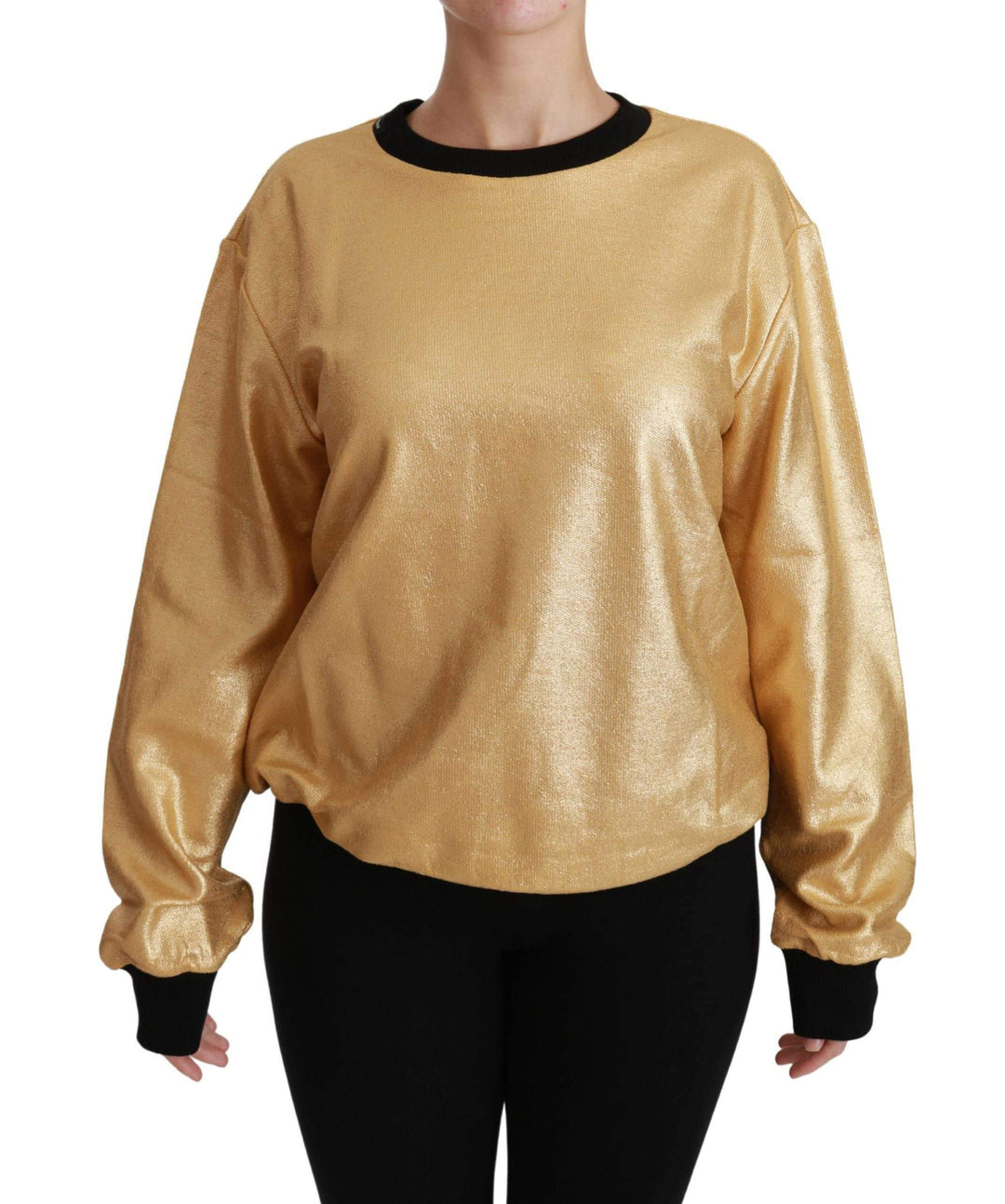 Dolce & Gabbana  Gold Cotton Crewneck Pullover Sweater #women, Brand_Dolce & Gabbana, Catch, Dolce & Gabbana, feed-agegroup-adult, feed-color-gold, feed-gender-female, feed-size-IT36 | XS, feed-size-IT38|XS, feed-size-IT40|S, feed-size-IT42|M, feed-size-IT44|L, feed-size-IT46|XL, Gender_Women, Gold, IT36 | XS, IT40|S, IT42|M, IT44|L, IT46|XL, Kogan, Sweaters - Women - Clothing, Women - New Arrivals at SEYMAYKA