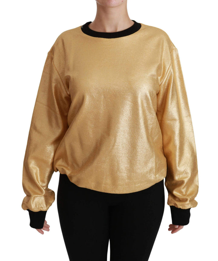 Dolce & Gabbana  Gold Cotton Crewneck Pullover Sweater #women, Brand_Dolce & Gabbana, Catch, Dolce & Gabbana, feed-agegroup-adult, feed-color-gold, feed-gender-female, feed-size-IT36 | XS, feed-size-IT38|XS, feed-size-IT40|S, feed-size-IT42|M, feed-size-IT44|L, feed-size-IT46|XL, Gender_Women, Gold, IT36 | XS, IT40|S, IT42|M, IT44|L, IT46|XL, Kogan, Sweaters - Women - Clothing, Women - New Arrivals at SEYMAYKA