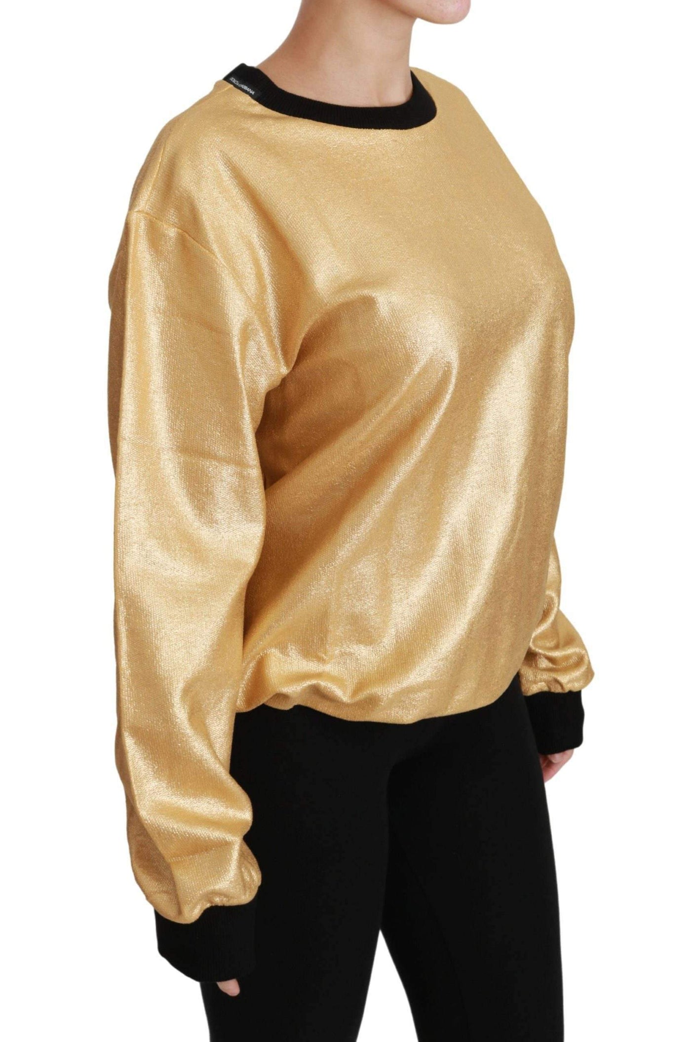 Dolce & Gabbana  Gold Cotton Crewneck Pullover Sweater #women, Brand_Dolce & Gabbana, Catch, Dolce & Gabbana, feed-agegroup-adult, feed-color-gold, feed-gender-female, feed-size-IT36 | XS, feed-size-IT38|XS, feed-size-IT40|S, feed-size-IT42|M, feed-size-IT44|L, feed-size-IT46|XL, Gender_Women, Gold, IT36 | XS, IT40|S, IT42|M, IT44|L, IT46|XL, Kogan, Sweaters - Women - Clothing, Women - New Arrivals at SEYMAYKA