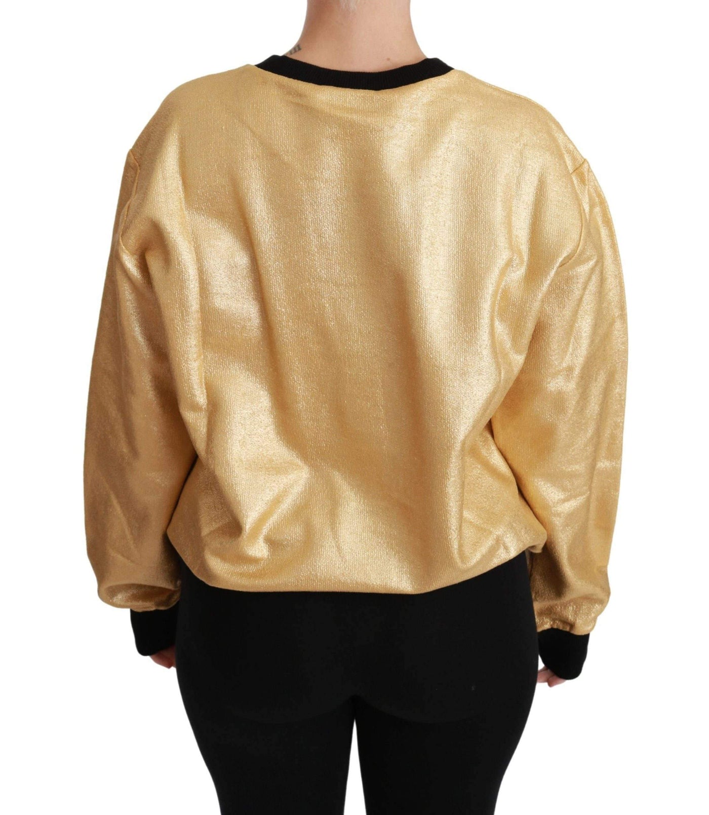 Dolce & Gabbana  Gold Cotton Crewneck Pullover Sweater #women, Brand_Dolce & Gabbana, Catch, Dolce & Gabbana, feed-agegroup-adult, feed-color-gold, feed-gender-female, feed-size-IT36 | XS, feed-size-IT38|XS, feed-size-IT40|S, feed-size-IT42|M, feed-size-IT44|L, feed-size-IT46|XL, Gender_Women, Gold, IT36 | XS, IT40|S, IT42|M, IT44|L, IT46|XL, Kogan, Sweaters - Women - Clothing, Women - New Arrivals at SEYMAYKA