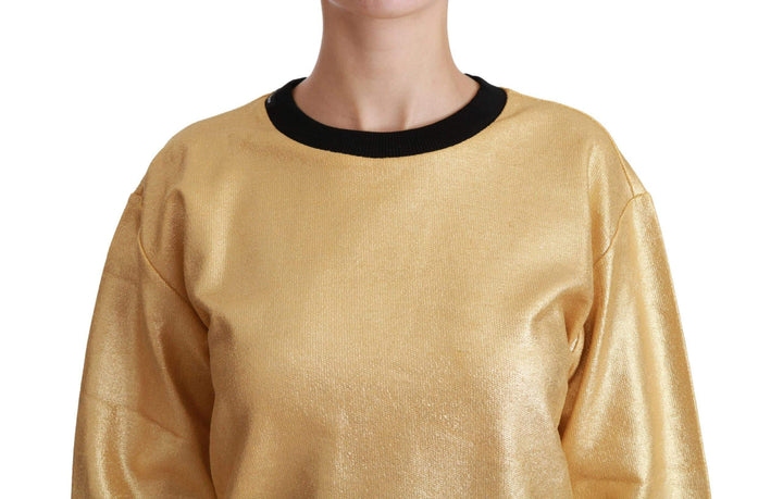 Dolce & Gabbana  Gold Cotton Crewneck Pullover Sweater #women, Brand_Dolce & Gabbana, Catch, Dolce & Gabbana, feed-agegroup-adult, feed-color-gold, feed-gender-female, feed-size-IT36 | XS, feed-size-IT38|XS, feed-size-IT40|S, feed-size-IT42|M, feed-size-IT44|L, feed-size-IT46|XL, Gender_Women, Gold, IT36 | XS, IT40|S, IT42|M, IT44|L, IT46|XL, Kogan, Sweaters - Women - Clothing, Women - New Arrivals at SEYMAYKA