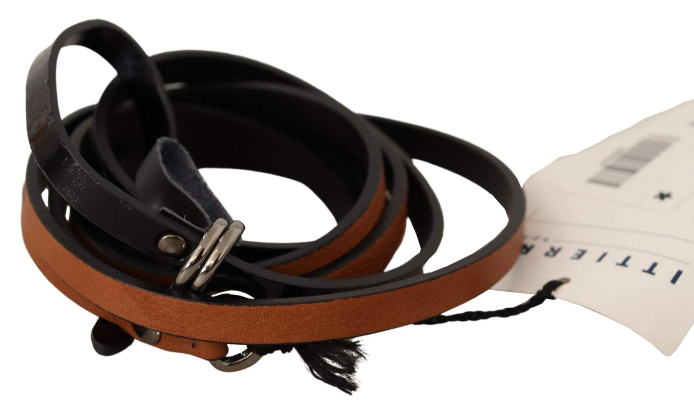 Costume National Brown Leather Silver Tone Buckle Belt 100 cm / 40 Inches, Belts - Women - Accessories, Brown, Costume National, feed-1 at SEYMAYKA