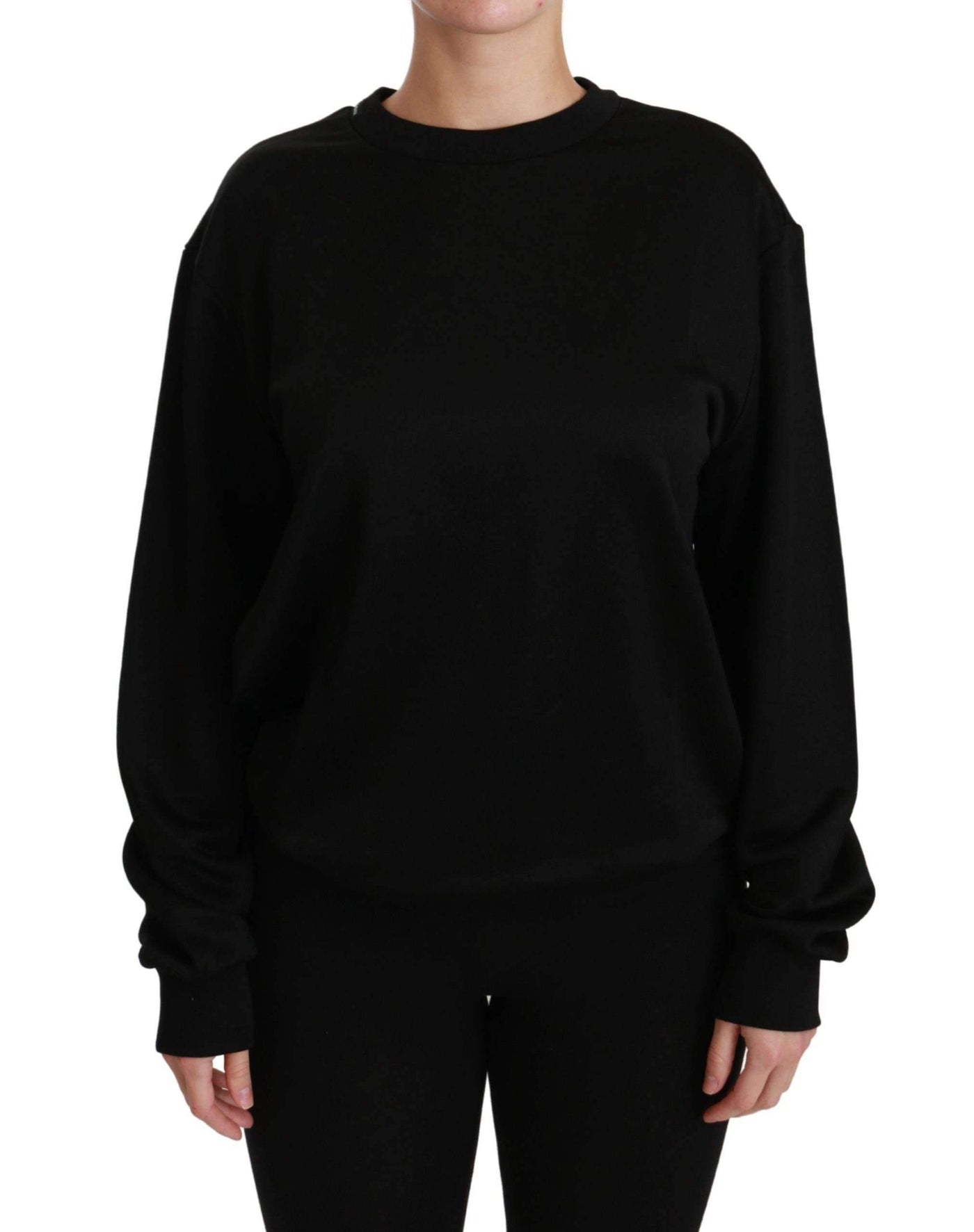 Dolce & Gabbana  Black Cotton Crewneck Pullover Sweater #women, Black, Brand_Dolce & Gabbana, Catch, Dolce & Gabbana, feed-agegroup-adult, feed-color-black, feed-gender-female, feed-size-IT36 | XS, feed-size-IT38|XS, feed-size-IT40|S, feed-size-IT42|M, Gender_Women, IT38|XS, IT40|S, IT42|M, Kogan, Sweaters - Women - Clothing, Women - New Arrivals at SEYMAYKA
