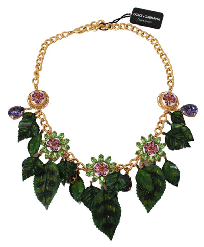 Dolce & Gabbana  Floral Crystal Charm Gold Brass Statement Necklace #women, Accessories - New Arrivals, Brand_Dolce & Gabbana, Catch, Dolce & Gabbana, feed-agegroup-adult, feed-color-gold, feed-gender-female, feed-size-OS, Gender_Women, Kogan, Necklaces - Women - Jewelry at SEYMAYKA