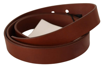 Costume National Brown Leather Silver Fastening Belt 85 cm / 34 Inches, Belts - Women - Accessories, Brown, Costume National, feed-agegroup-adult, feed-color-Brown, feed-gender-female at SEYMAYKA
