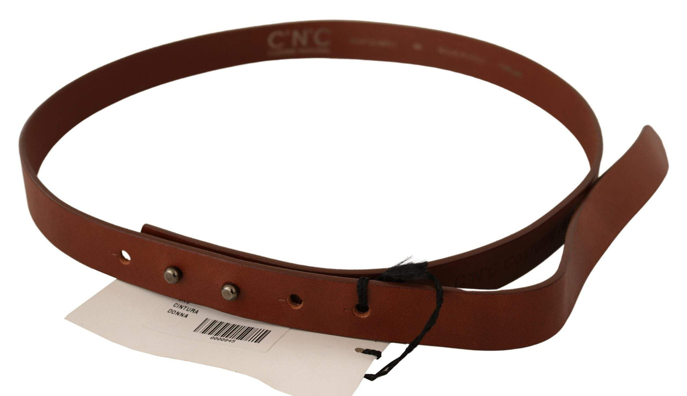 Costume National Brown Leather Silver Fastening Belt 85 cm / 34 Inches, Belts - Women - Accessories, Brown, Costume National, feed-agegroup-adult, feed-color-Brown, feed-gender-female at SEYMAYKA