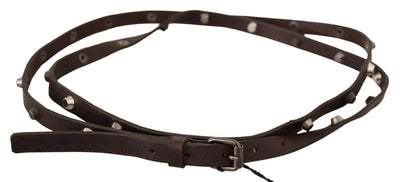 Costume National Brown Leather Silver Tone Buckle Belt 85 cm / 34 Inches, Belts - Women - Accessories, Brown, Costume National, feed-1 at SEYMAYKA