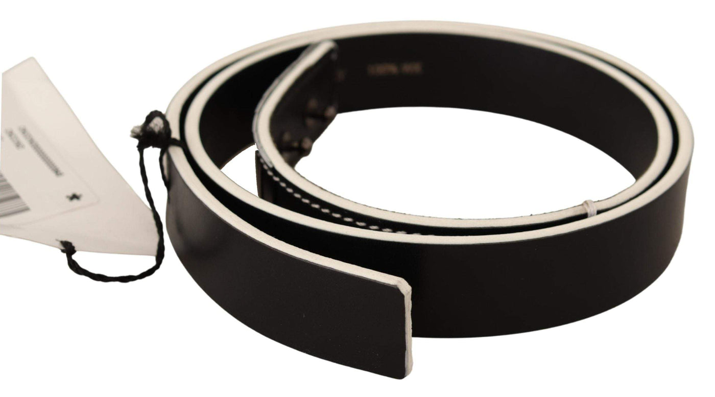Costume National Black White Leather Fashion Waist  Belt 85 cm / 34 Inches, Belts - Women - Accessories, Black, Costume National, feed-1 at SEYMAYKA