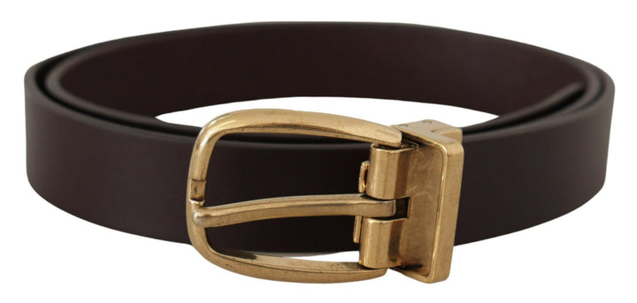 Dolce & gabbana Dark Brown Calf Leather Gold Tone Metal Buckle
