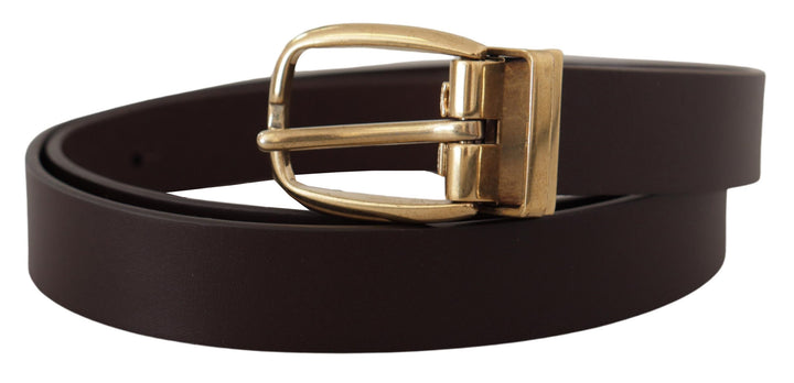 Dolce & gabbana Dark Brown Calf Leather Gold Tone Metal Buckle