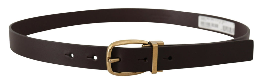 Dolce & gabbana Dark Brown Calf Leather Gold Tone Metal Buckle
