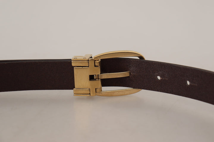 Dolce & gabbana Dark Brown Calf Leather Gold Tone Metal Buckle