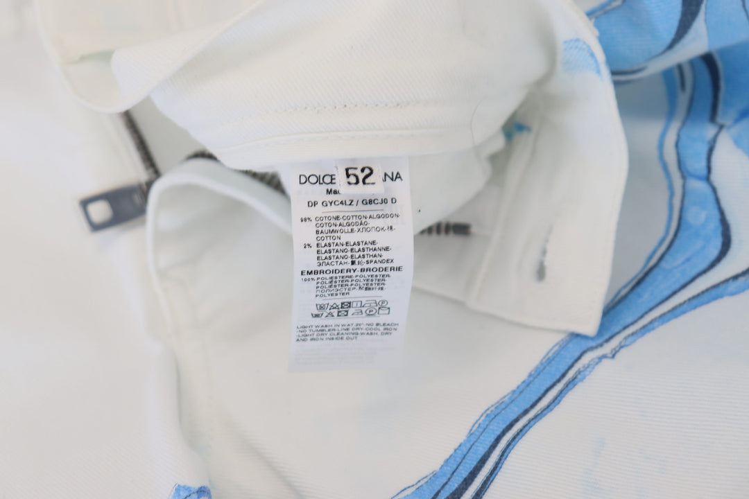 Dolce & Gabbana White Blue Denim Cotton Jeans Stretch Skinny Fit Pant
