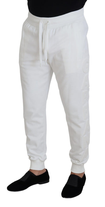 Dolce & Gabbana White Sport Logo Cotton Sweatpants Trousers Pants