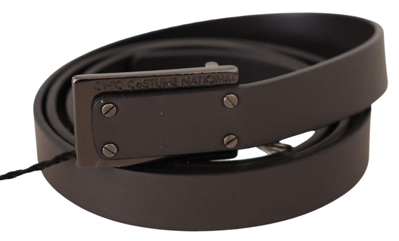 Costume National Dark Brown Leather Logo Buckle Belt #men, 100 cm / 40 Inches, Belts - Men - Accessories, Brown, Costume National, feed-agegroup-adult, feed-color-Brown, feed-gender-male at SEYMAYKA