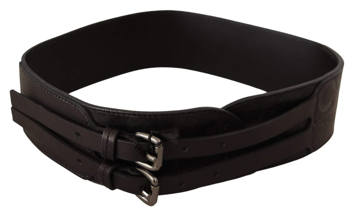 Costume National Dark Brown Leather Double Buckle Belt 70 cm / 28 Inches, Belts - Women - Accessories, Brown, Costume National, feed-1 at SEYMAYKA