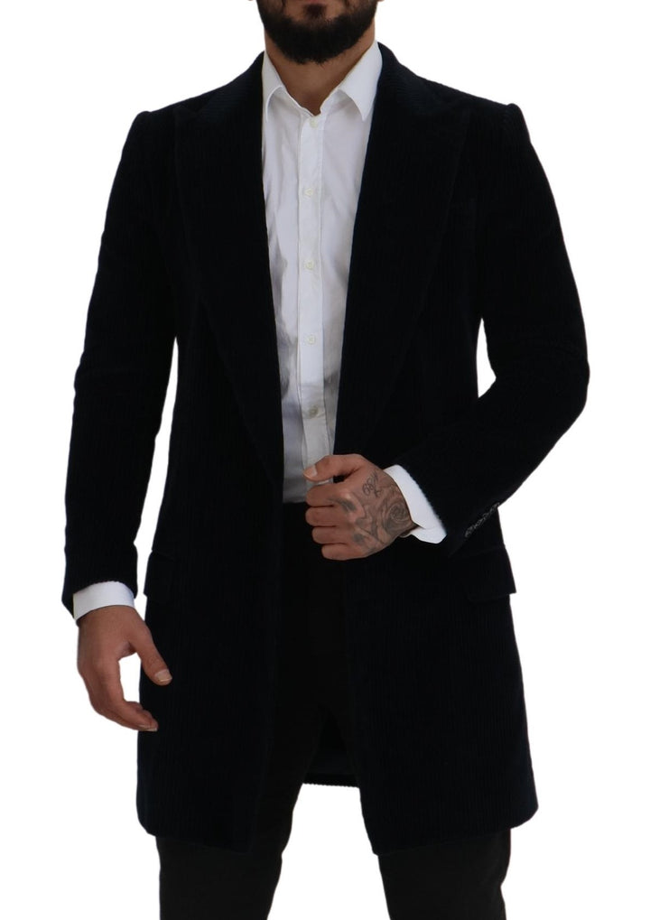Dolce & Gabbana Black Cotton Cardigan Long Coat  Jacket